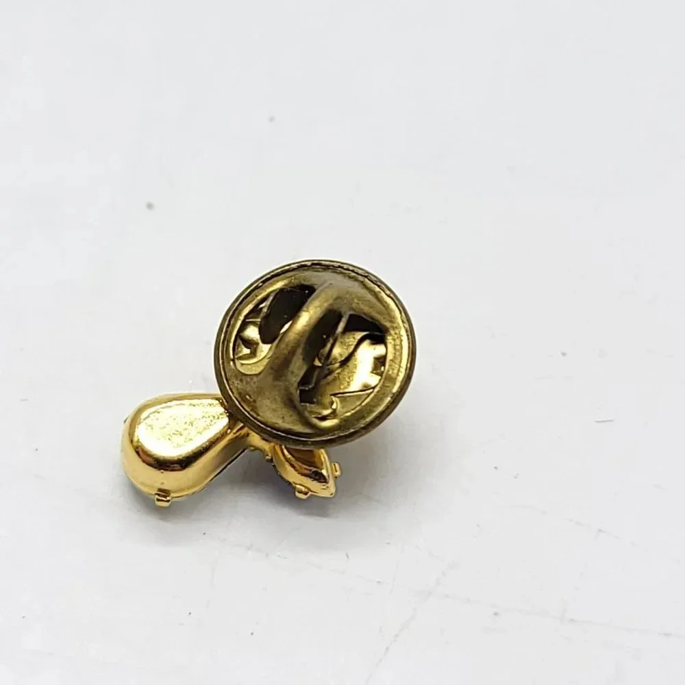 Gold Tone Clear Blue Glass Angel Halo Pin Brooch